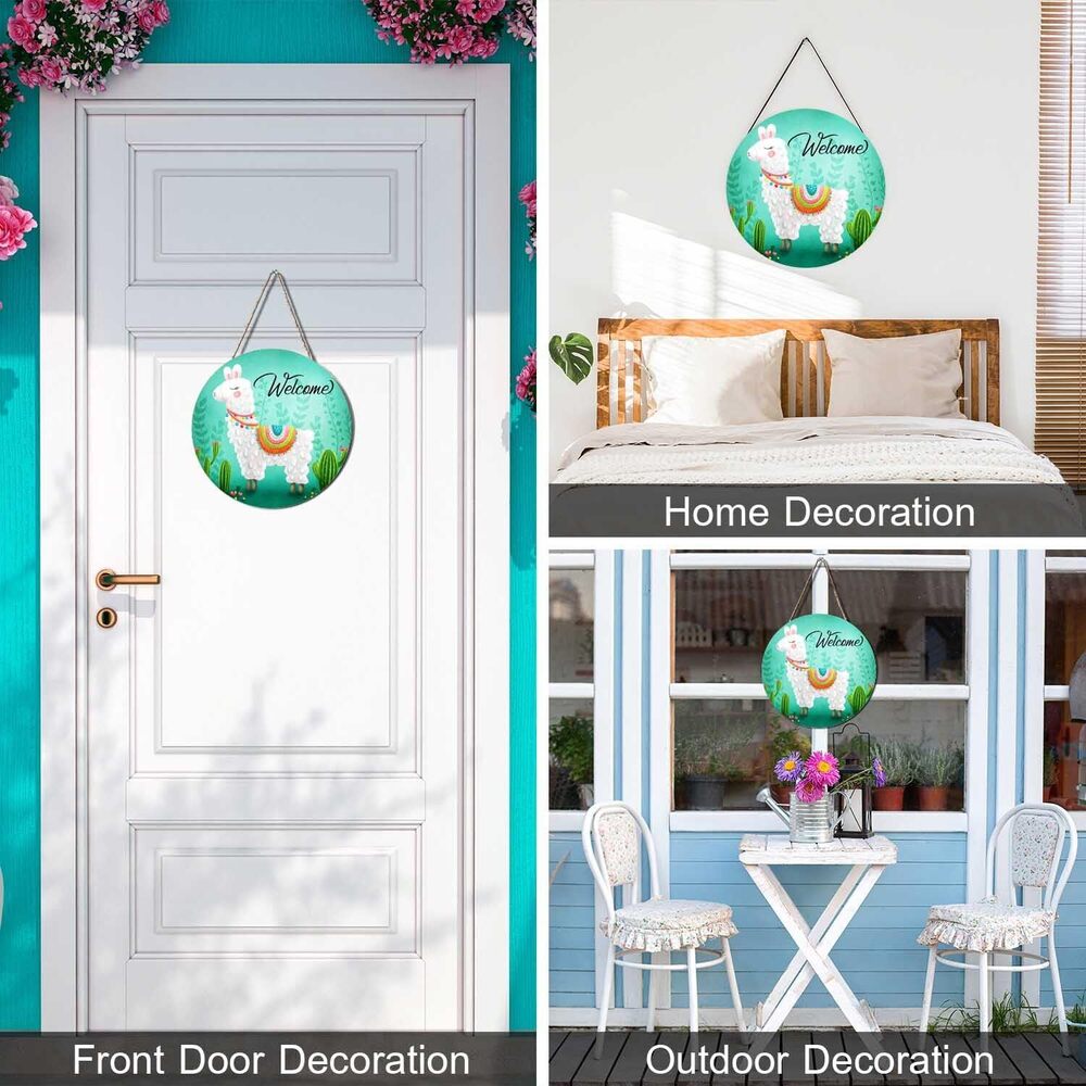 7491 Welcome Door Sign Wreath Door Hanger Llama, Cute Welcome Signs Front - Picture 4 of 7